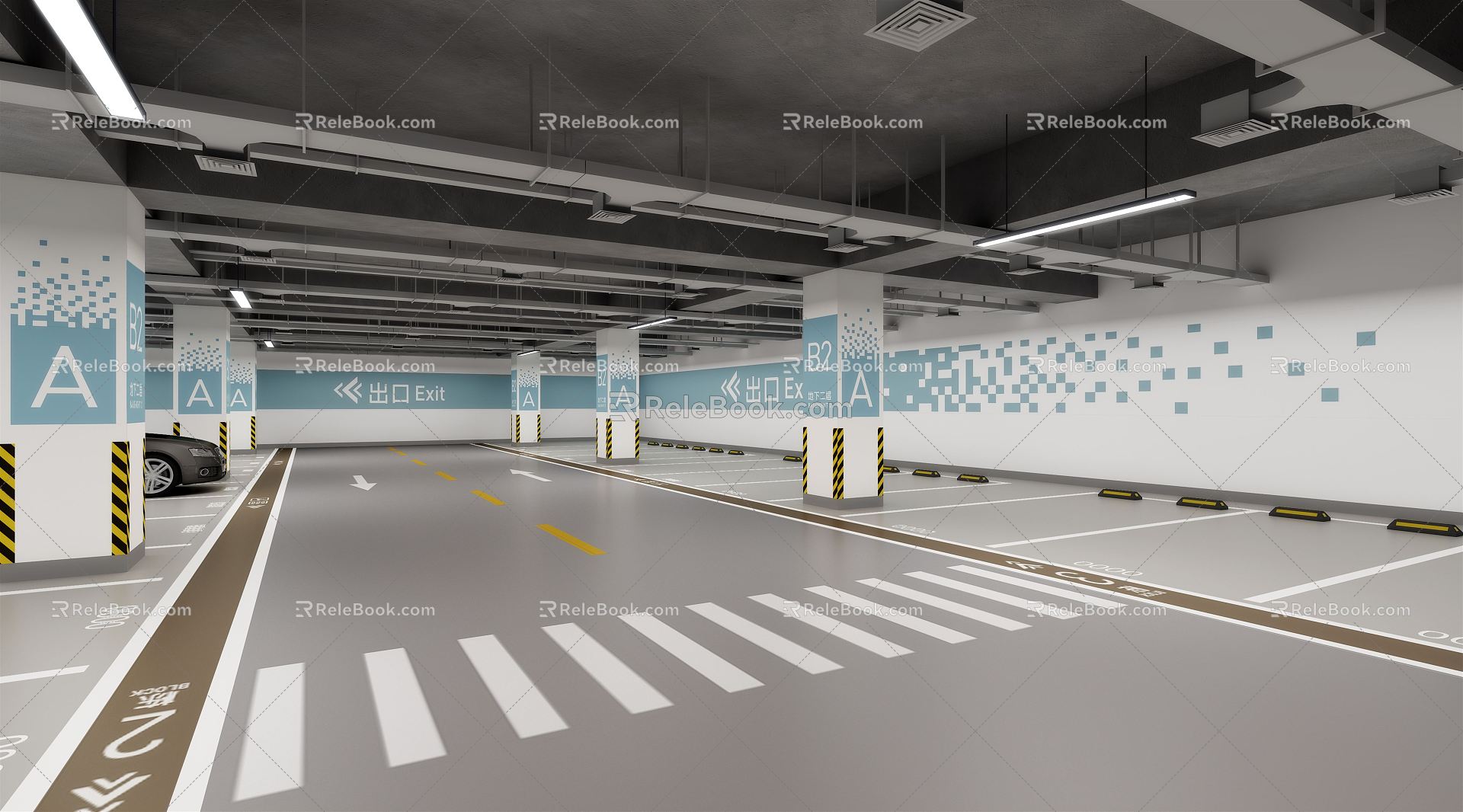 Modern Parking Underground Parking Garage 3d model