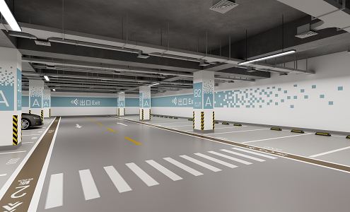 Modern Parking Underground Parking Garage 3d model