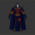Detailed 3D Action Figure With Blue Cape Red Purple Outfit Orange Accents And Red Boots