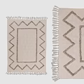 Stylish Square Rug With Geometric Zigzag Border Fringe And Diamond Design In Neutral Tones