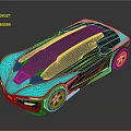 Futuristic 3D Rendered Car With Sleek Aerodynamic Design And Blue Accents