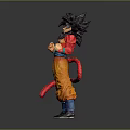 Super Saiyan 4 Goku Action Figure With Black Spiky Hair Red Top And Orange Pants