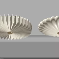 Modern White Ceiling Light With Pleated Design And Gold Base Detail 3d model