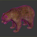 Realistic Brown Bear 3D Model Standing With Open Mouth And Sharp Teeth
