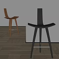 Modern Leisure Chair With Curved Back And Seat Wooden Black Legs On Wooden Floor