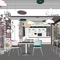 Modern dessert shop net red milk tea shop cashier leisure table and chair restaurant card holder net red photo clock-in wall 3d model