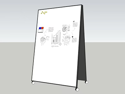 Mobile Display Board with Hand Drawn Musical Instruments and Art Supplies Illustrations 3d model