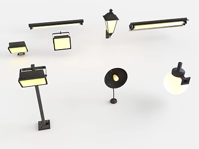 Different Types Of Modern Lighting Furniture With Wall Lamps Table Lamps And Pendant Lights 3d model