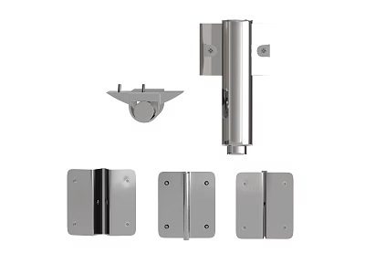 Durable Hardware Tools Including Stainless Steel Hinges Door Closer Bracket and Metal Plate Components 3d model