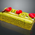 Matcha Layer Cake With Strawberries And Pistachios On Top