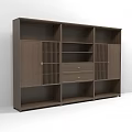 Dark Brown Wooden Bookcase with Multiple Compartments Drawers and Lattice Doors Modern Home Office Furniture
