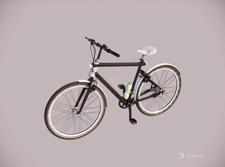 Sleek Black Frame Bicycle With White Seat And White Rimmed Tires Modern Design 3d model 