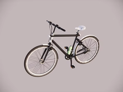 Sleek Black Frame Bicycle With White Seat And White Rimmed Tires Modern Design 3d model