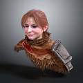 Woman With Red Hair In Fur Clothing And Metal Armor 3D Sculpture