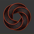 Modern Decorative Ornament Set With Red Borders And Black Mesh Spiral Design