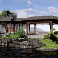 Rockery Stones in Traditional Chinese Garden with Stone Bridge Lotus Pond and Pavilion