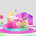 Colorful Inflatable Flower Shaped Decorations With Columnar Structures And Wavy Summer Bases