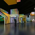 Modern Science Experience Space Interior With Interactive Exhibits And Colorful Design 3d model
