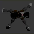 3D Modeled Futuristic Mechanical Robot With Silver Parts Black Structure And Colored Details