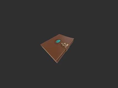 Elegant Brown Book With Green Gemstone And Gold Key Decoration 3d model