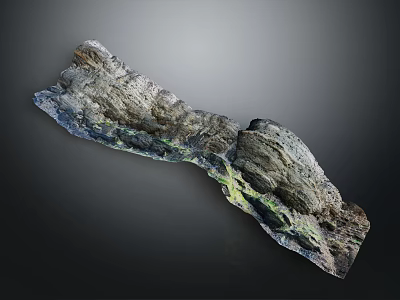 Natural Rock Garden Landscape With Textured Surface And Green Moss Accents 3d model