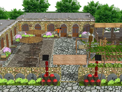 New Chinese Courtyard Folk Architecture Courtyard 3d model