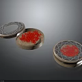 Patterned Decorative Storage Boxes With Red Powder Inside And Textured Base