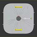 Square Metal Component With Radial Lines Circular Center And Yellow Fasteners