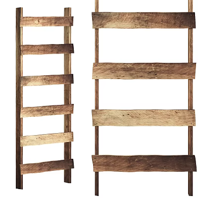 Modern ladder solid wood straight ladder 3d model