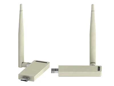 White USB Wireless Adapter With Dual Antennas For Mobile Digital Use 3d model