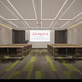 Hampton Conference Room With Modern Decor Neatly Arranged Tables And Green Gray Carpet