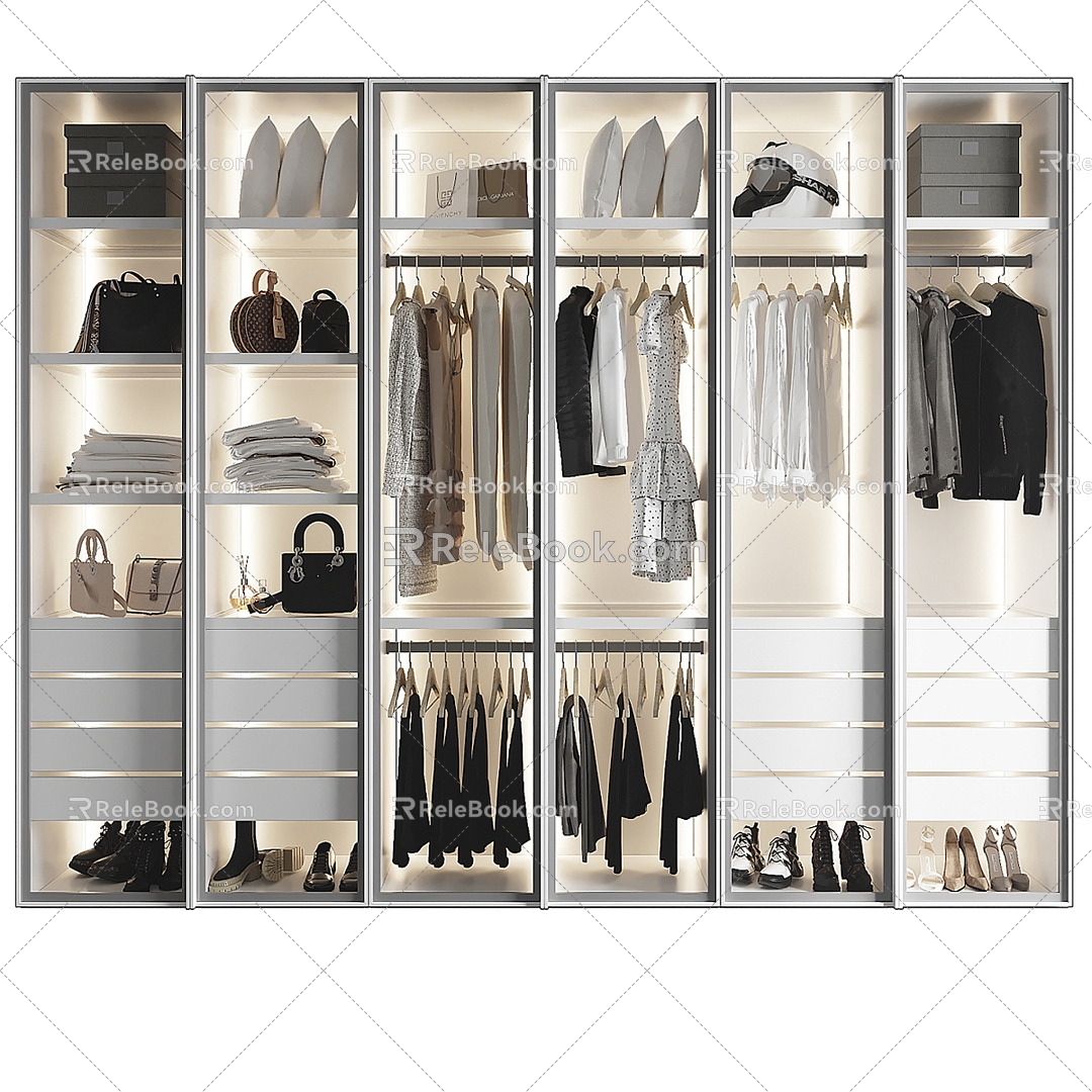 Wardrobe with glass door 3d model