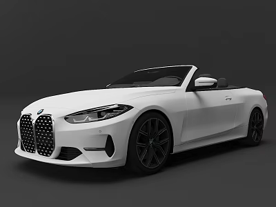 White BMW Convertible Car With Modern Exterior Design And Black Wheels 3d model