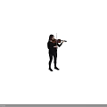 A Woman Playing Violin Wearing Black Top And Black Pants In Simple Gradient Background