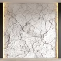 White Cracked Stone Background Wall With Illuminated Edges And Dark Wood Panels