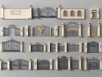 European-style wrought iron gate 3d model