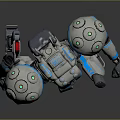 Futuristic Blue And White Robot Character With Mechanical Armor And Limbs