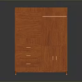 Red Wooden Storage Cabinet With Multiple Shelves Drawers And Cabinet Doors