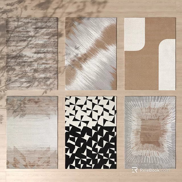 Stylish Square Rugs With Various Patterns And Neutral Tones For Home Decor 3d model