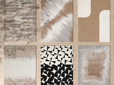 Stylish Square Rugs With Various Patterns And Neutral Tones For Home Decor 3d model