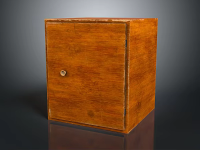 Wooden Square Storage Box With Small Metal Lock And Natural Grain 3d model