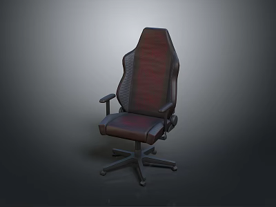Ergonomic Office Chair With Black And Red Leather High Back Armrests And Wheels 3d model