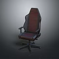 Ergonomic Office Chair With Black And Red Leather High Back Armrests And Wheels