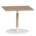 Modern Minimalist Dining Tables With Wooden Top And White Circular Base Design