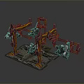 Game Movie Mechanical Character With Yellow Gray Robotic Arms Metal Frame Structure