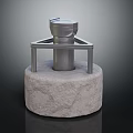 Metal Structure On Stone Base For Architectural Scene Component