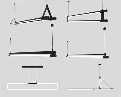 Modern Chandelier Tube Chandelier Combination Creative Art Chandelier Long Strip Chandelier Office Hall Chandelier 3d model