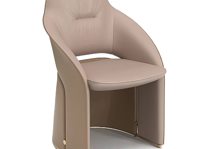 Modern Beige Leather Single Sofa With Curved Armrest And Metal Base Frame 3d model
