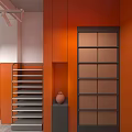 BEIGE LIFE Snack Shop Storefront With Orange Signage Seating Area And Green Plants