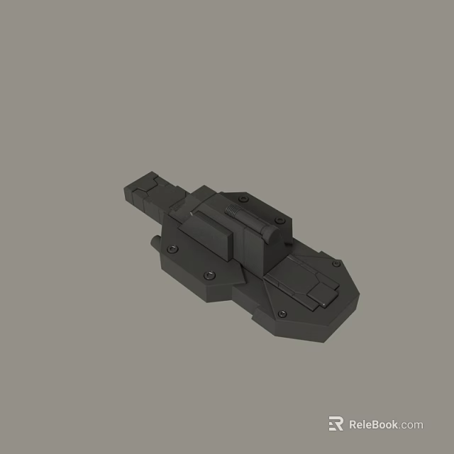 Durable Black Industrial Mechanical Part With Structured Design And Screw Holes 3d model 